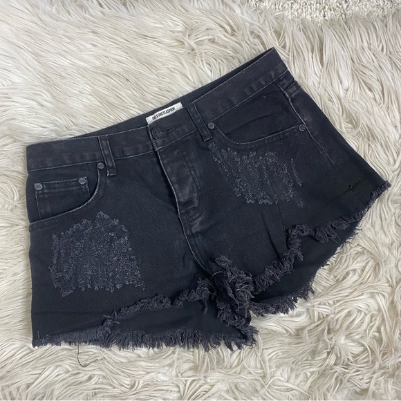 One Teaspoon Pants - One Teaspoon Black Bandit Denim Distressed Shorts